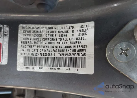 2011 Honda Insight Ex из США, поврежденный, VIN JHMZE2H78BS006219